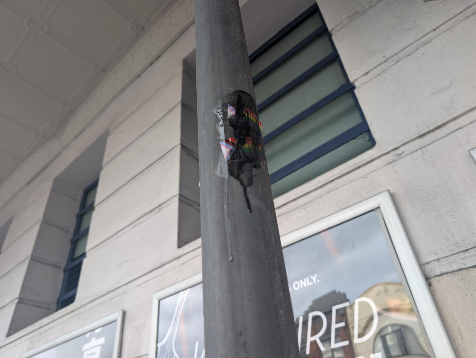 Black stuff over the gay flag